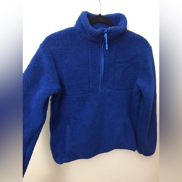 All in Motion Youth Faux Shearling LS 1/4 Zip Blue Pullover L 12-14 - Picture 9 of 14